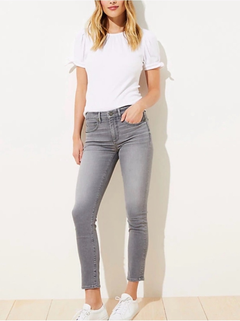 LOFT Grey Ankle The Curvy Skinny Jeans